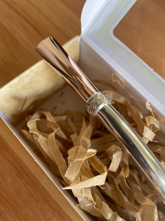 Bombilla Melo plata y oro